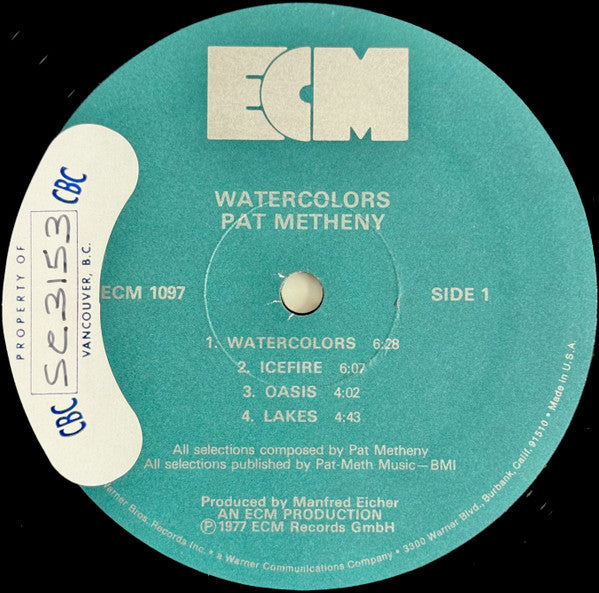 Pat Metheny : Watercolors (LP, Album, RE, Wak)
