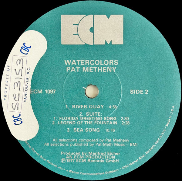 Pat Metheny : Watercolors (LP, Album, RE, Wak)