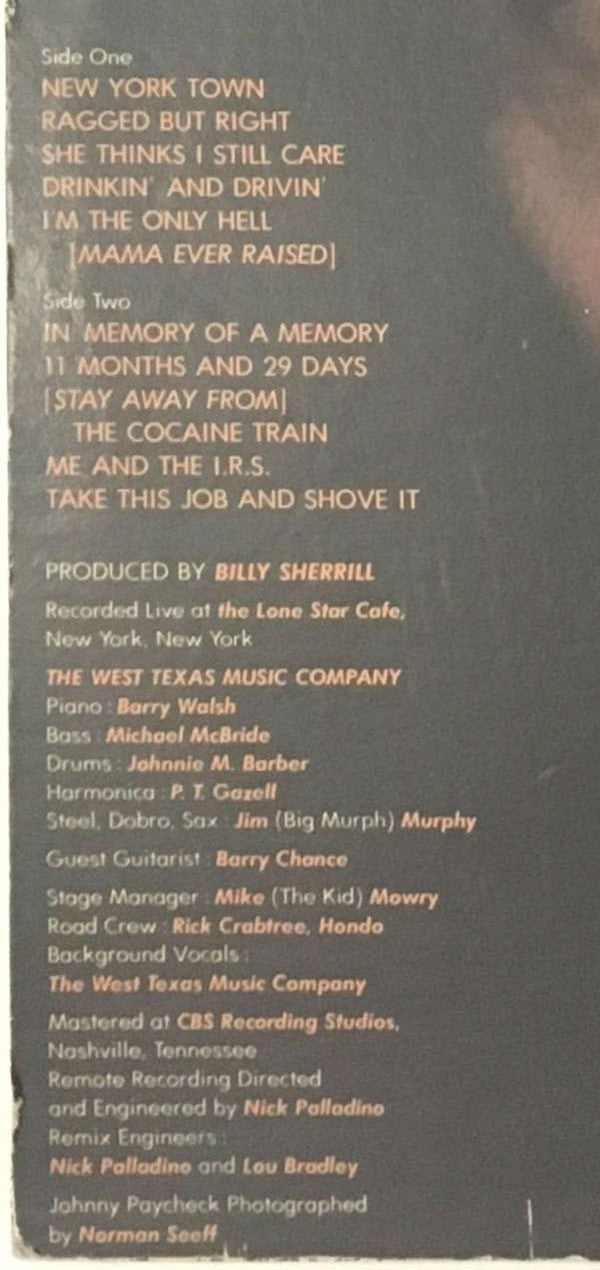 Johnny Paycheck : New York Town (LP, Album, San)