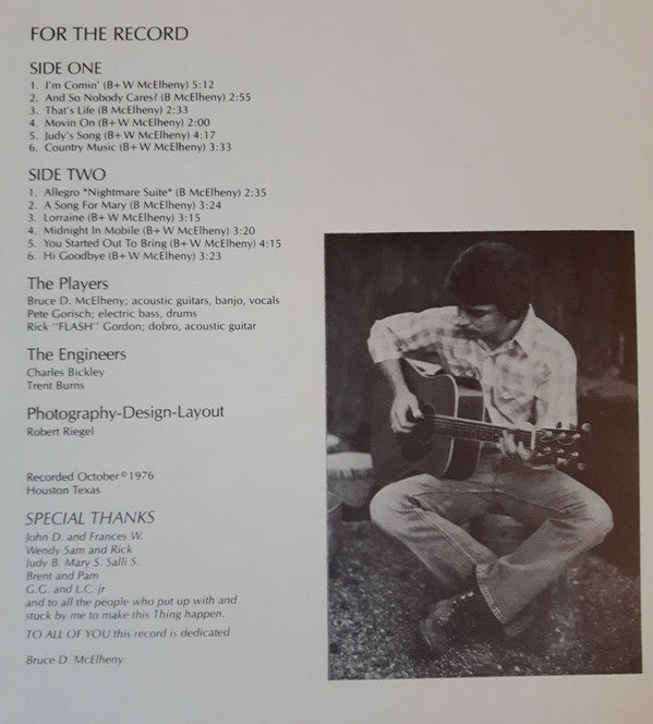 Bruce D. McElheny : For The Record (LP, Album)