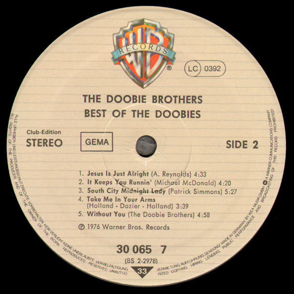 The Doobie Brothers : Best Of The Doobies (LP, Comp, Club)