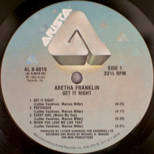 Aretha Franklin : Get It Right (LP, Album, Ind)