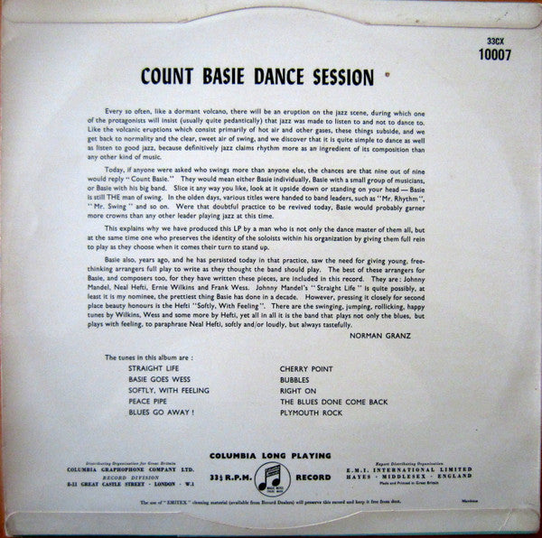 Count Basie : Count Basie Dance Session (LP, Mono, RP, XT)