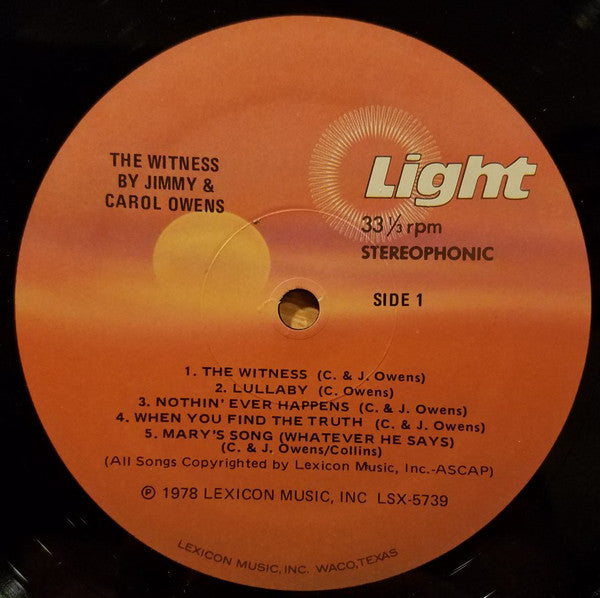 Jimmy & Carol Owens : The Witness (2xLP, Album)