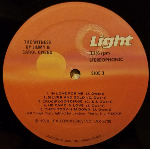 Jimmy & Carol Owens : The Witness (2xLP, Album)