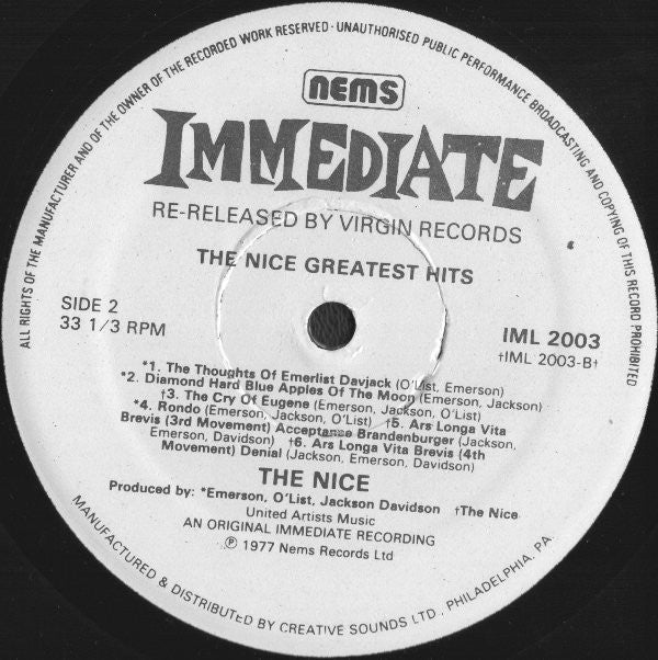 The Nice : Greatest Hits (LP, Comp, RE)