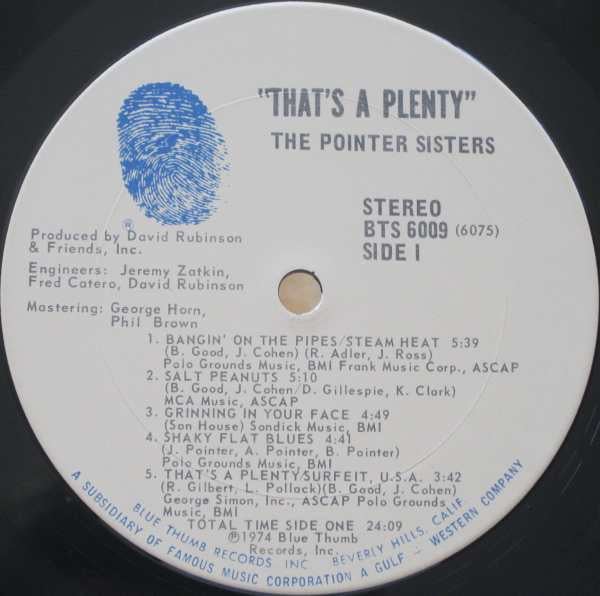 Pointer Sisters : That's A Plenty (LP, Album, San)