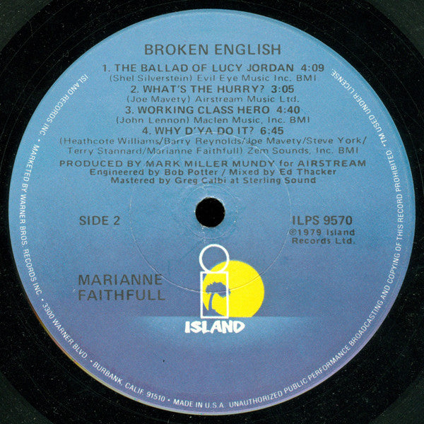 Marianne Faithfull : Broken English (LP, Album, RP, Los)