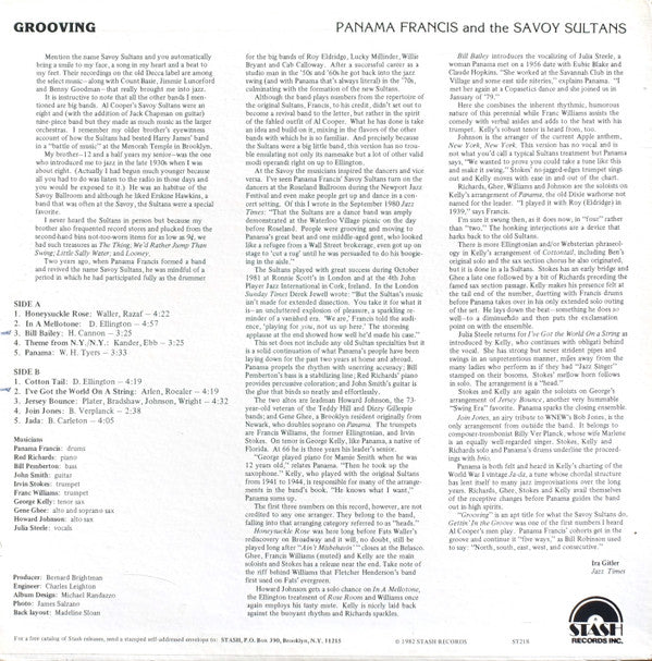 Panama Francis And The Savoy Sultans : Grooving (LP, Album)