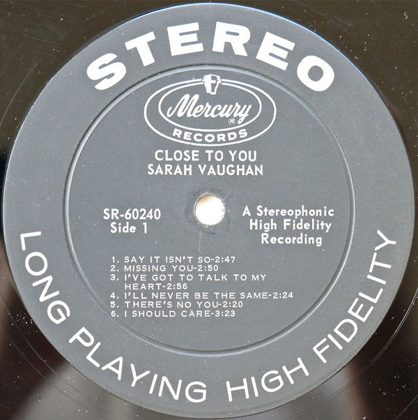 Sarah Vaughan : Close To You (LP, Album)