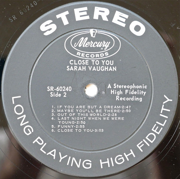 Sarah Vaughan : Close To You (LP, Album)