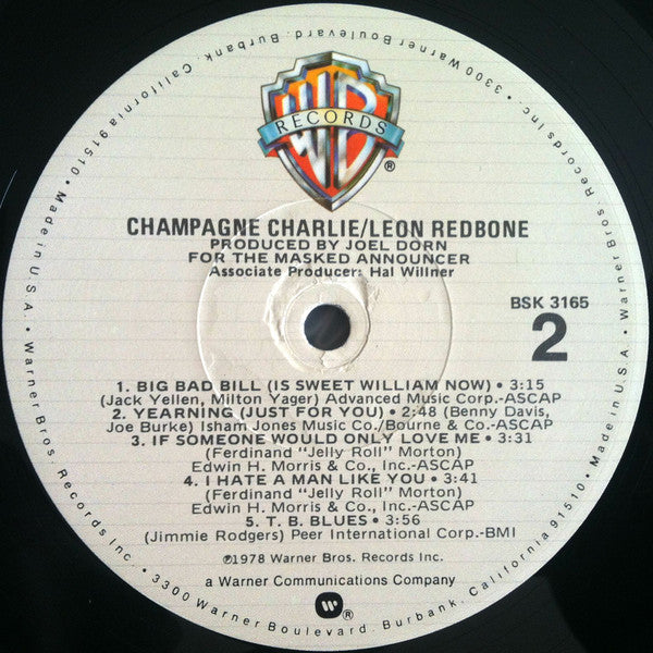 Leon Redbone : Champagne Charlie (LP, Album, RP, Los)