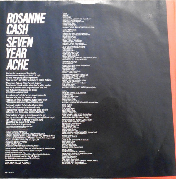 Rosanne Cash : Seven Year Ache (LP, Album, RE, Ter)