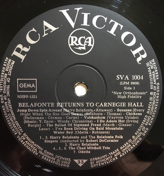 Harry Belafonte : Belafonte Returns To Carnegie Hall (LP, Album, Mon)