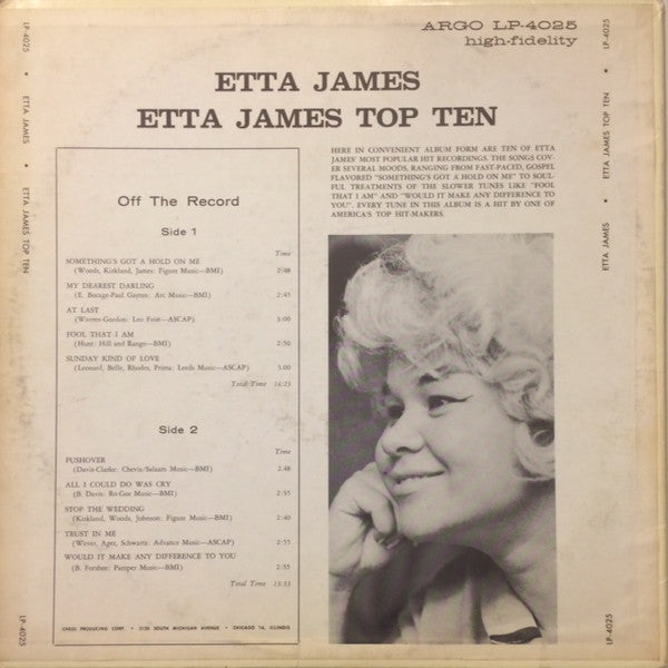 Etta James : Etta James Top Ten (LP, Comp, RE)
