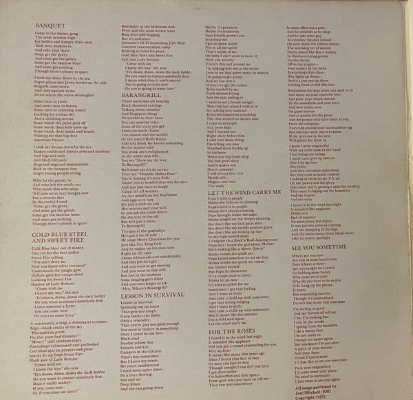 Joni Mitchell : For The Roses (LP, Album, RI,)