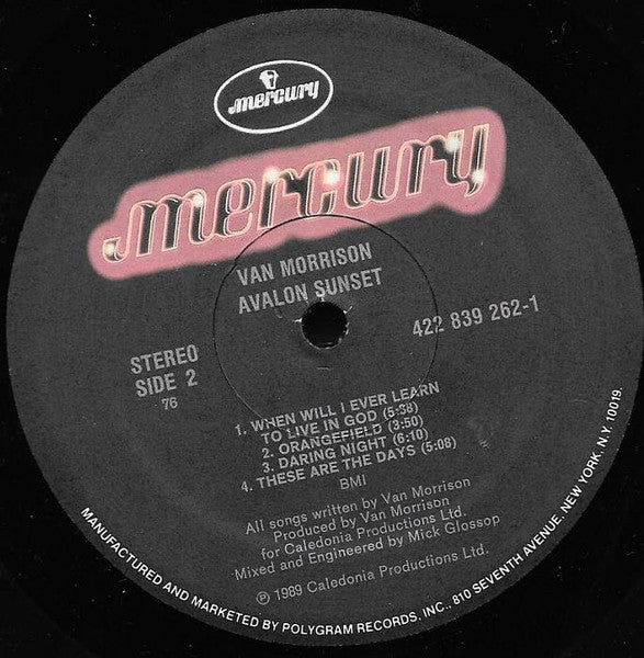 Van Morrison : Avalon Sunset (LP, Album, Hub)