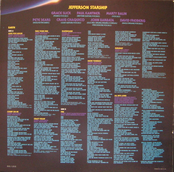 Jefferson Starship : Earth (LP, Album)