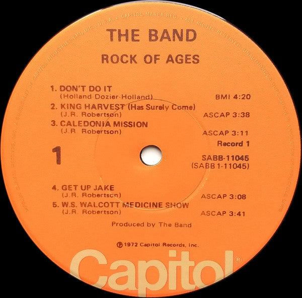 The Band : Rock Of Ages (The Band In Concert) (2xLP, Album, RP, Jac)