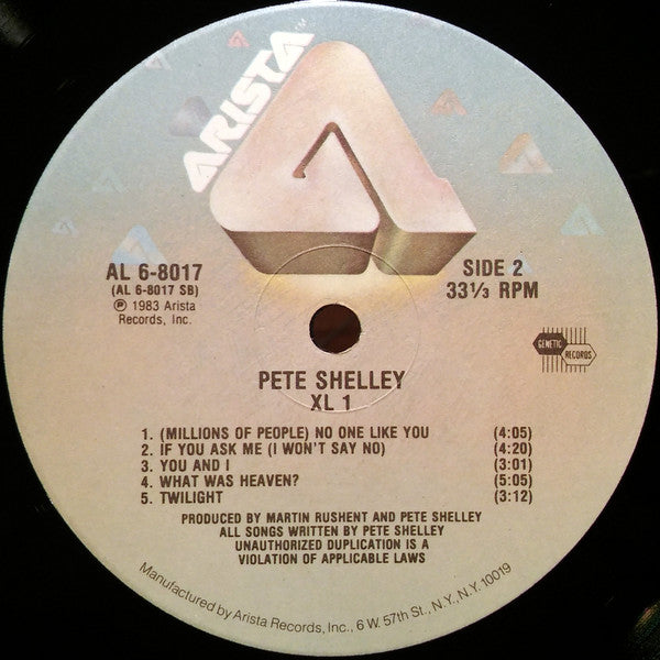 Pete Shelley : XL•1 (LP, Album)