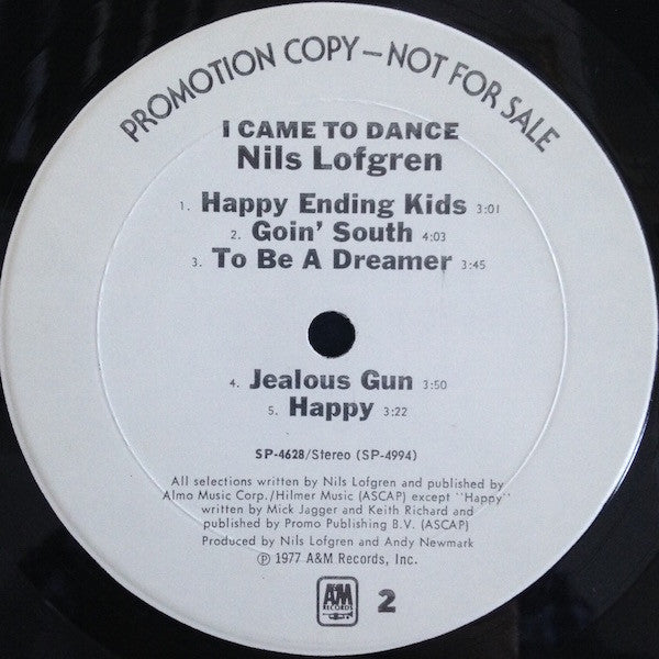 Nils Lofgren : I Came To Dance (LP, Album, Promo, Mon)