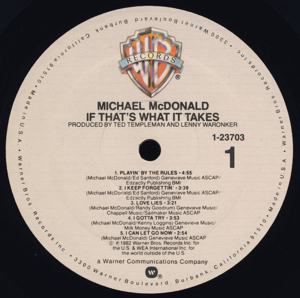 Michael McDonald : If That's What It Takes (LP, Album, Spe)