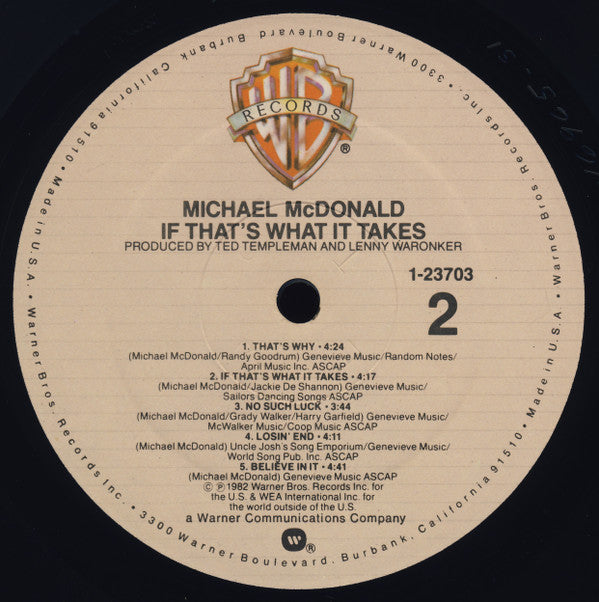 Michael McDonald : If That's What It Takes (LP, Album, Spe)