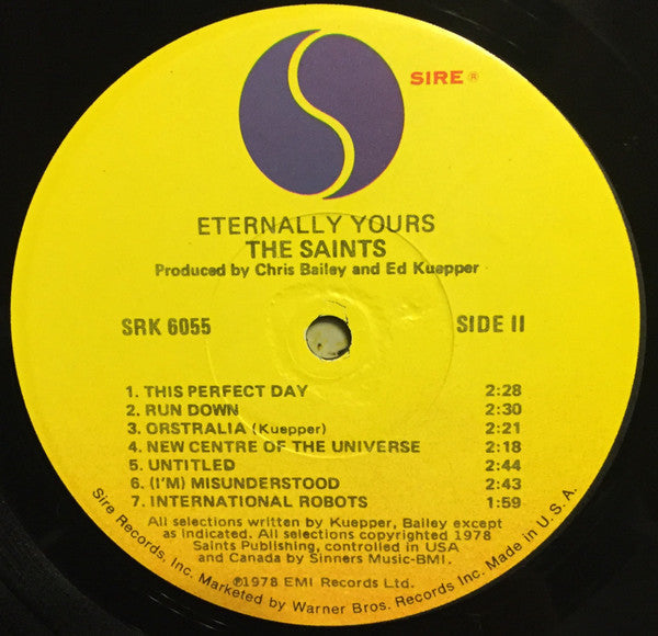 The Saints (2) : Eternally Yours (LP, Album, Los)