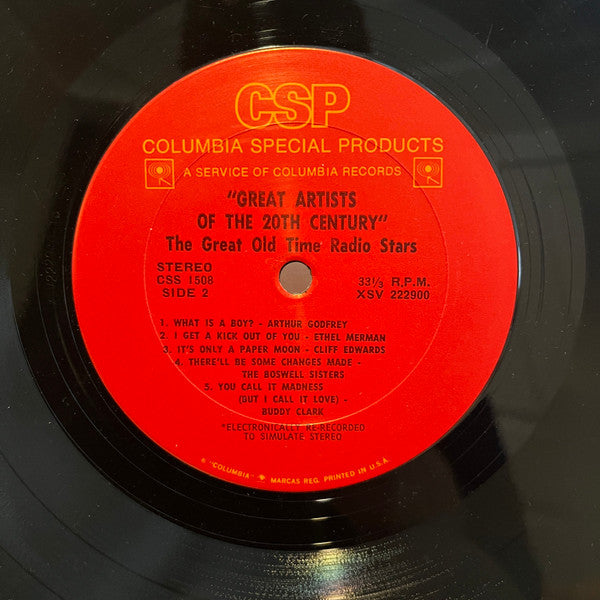 Various : The Great Old Time Radio Stars (LP, Comp)