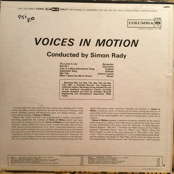 Simon Rady : Voices In Motion (LP, Len)