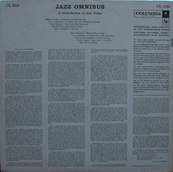 Various : Jazz Omnibus (LP, Album, Comp, Mono)
