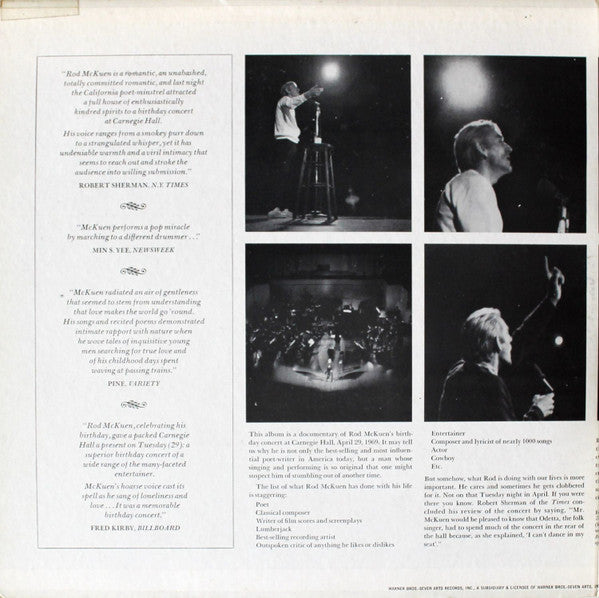 Rod McKuen : At Carnegie Hall (2xLP, Album, RE)