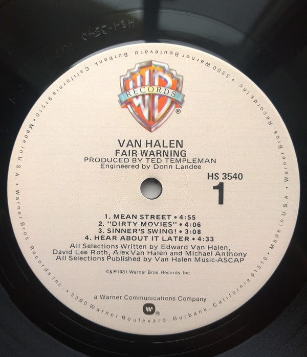 Van Halen : Fair Warning (LP, Album, All)