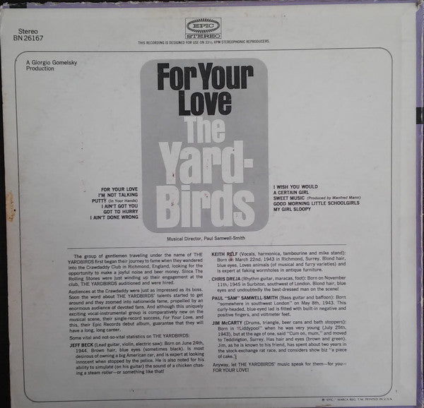 The Yardbirds : For Your Love (LP, Album)
