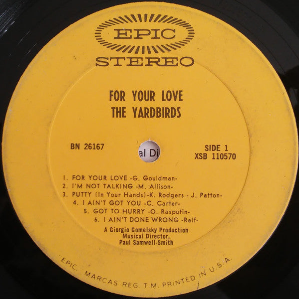 The Yardbirds : For Your Love (LP, Album)