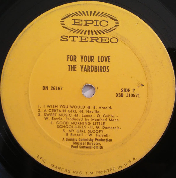 The Yardbirds : For Your Love (LP, Album)