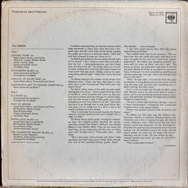 Taj Mahal : Taj Mahal (LP, Album, San)