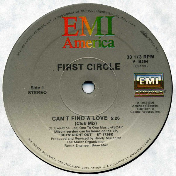 First Circle : Can't Find A Love (12")