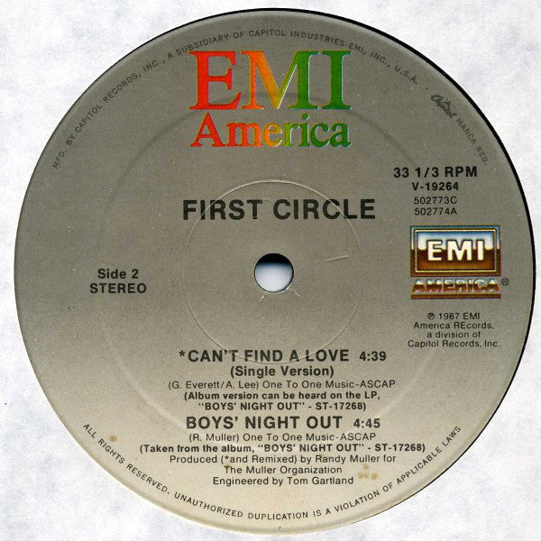 First Circle : Can't Find A Love (12")