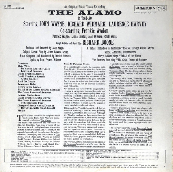 Dimitri Tiomkin Lyrics By Paul Francis Webster : The Alamo (In Todd-AO) (LP, Album, Mono, Hol)