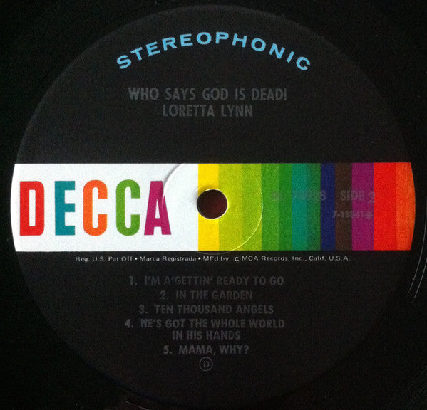 Loretta Lynn : Who Says God Is Dead! (LP, Album, RE, Pin)