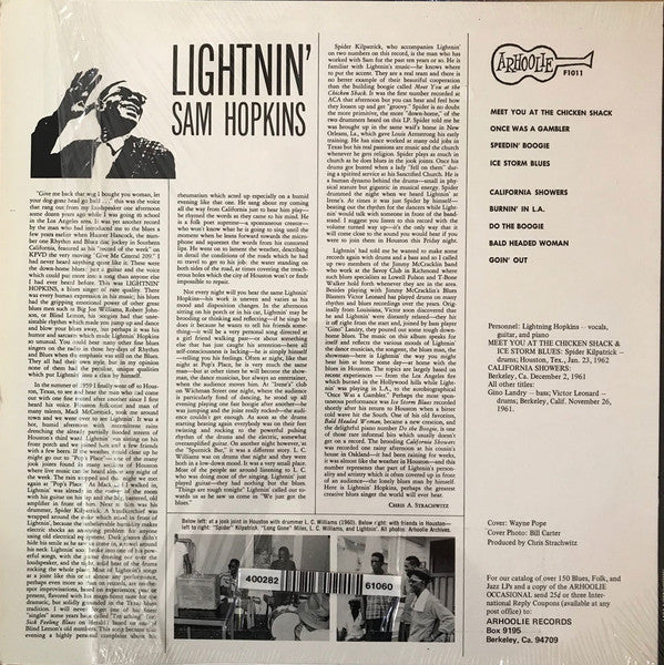 Lightnin' Hopkins : Lightnin' Sam Hopkins (LP, Album, RE)