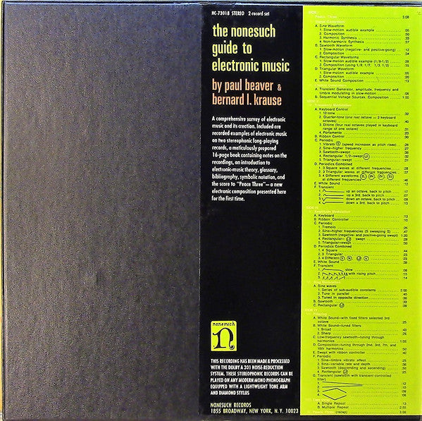 Paul Beaver & Bernard L. Krause* : The Nonesuch Guide To Electronic Music (2xLP + Box)