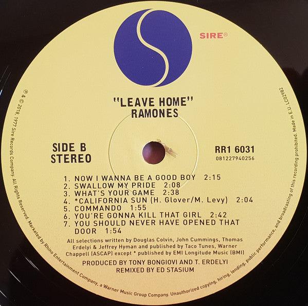 Ramones : Leave Home (LP, Album, RE, RM, 180)