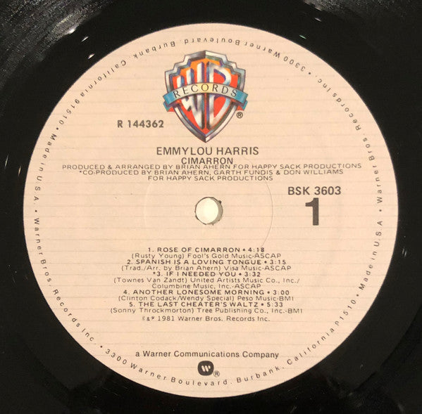 Emmylou Harris : Cimarron (LP, Album, Club, RCA)