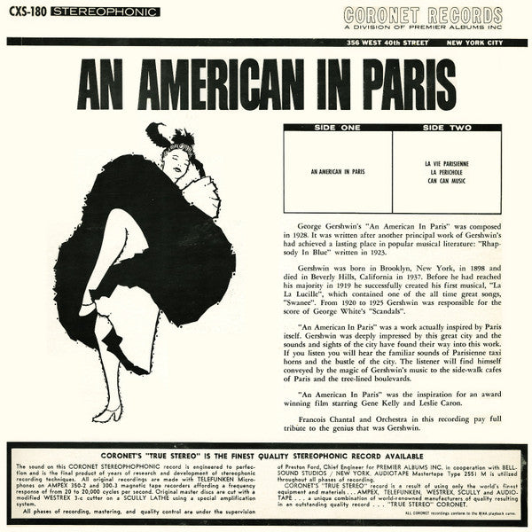 Francois Chantal & Orchestra : George Gershwin’s American In Paris (LP, Album, Los)