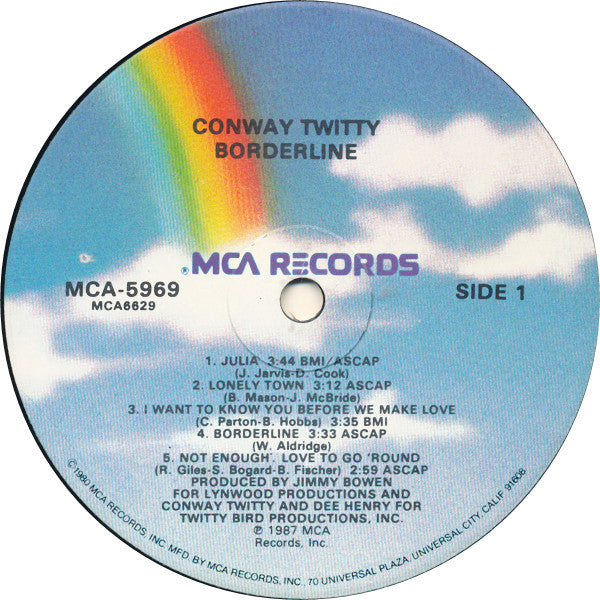 Conway Twitty : Borderline (LP, Album, Glo)