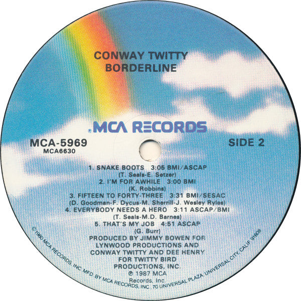 Conway Twitty : Borderline (LP, Album, Glo)