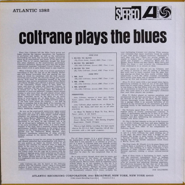 John Coltrane : Coltrane Plays The Blues (LP, Album, RE, Spe)