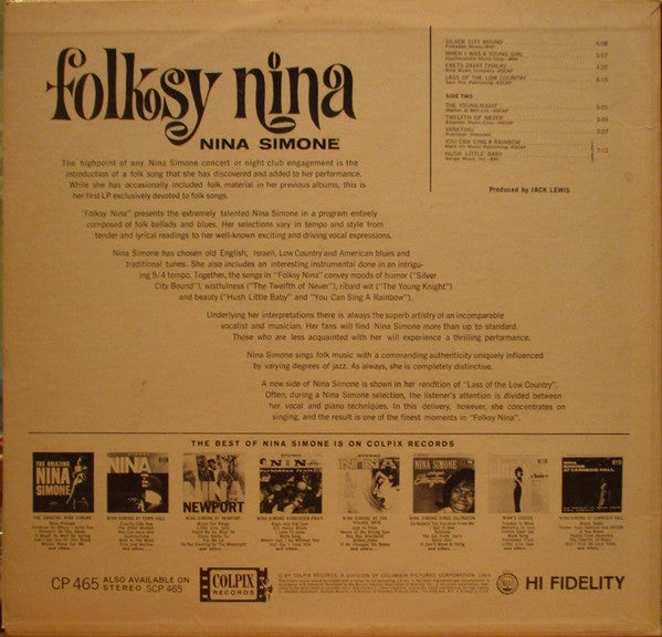 Nina Simone : Folksy Nina (LP, Album, Mono, Promo)